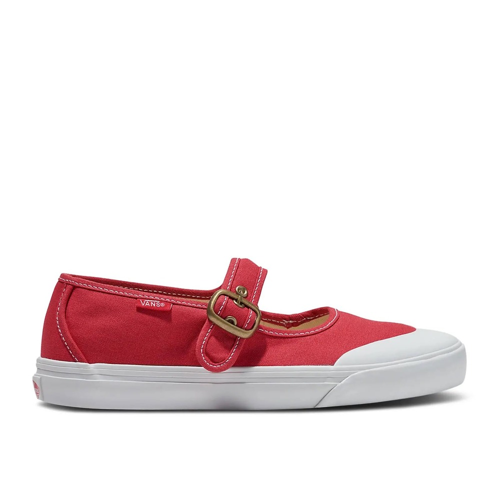 Vans Mary Jane Shoes Women 8.5 Red Canvas Buckle Strap Sneakers - Picture 2 of 16